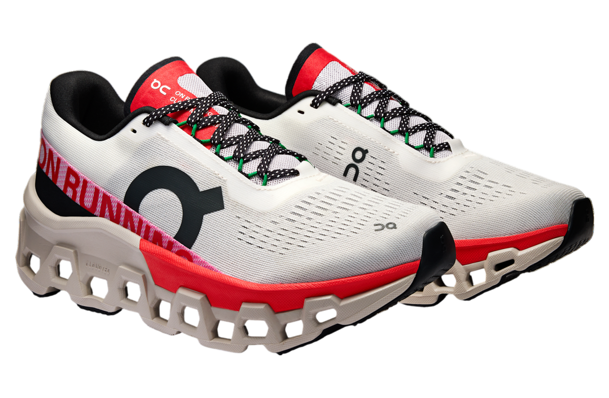 On Running Women's Cloudmonster 2 Shoes - Ivory / Red On Running