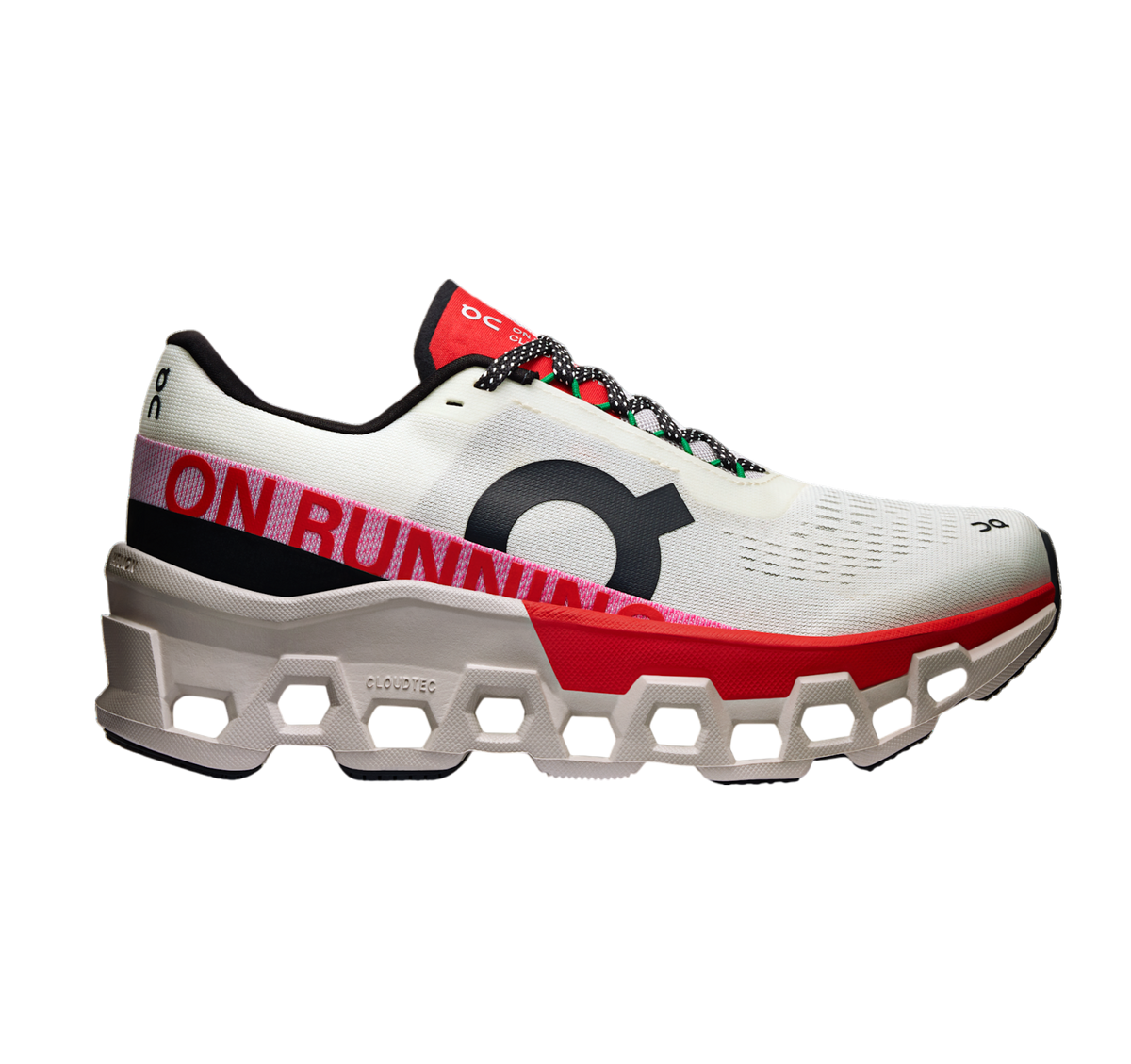 On Running Women's Cloudmonster 2 Shoes - Ivory / Red On Running