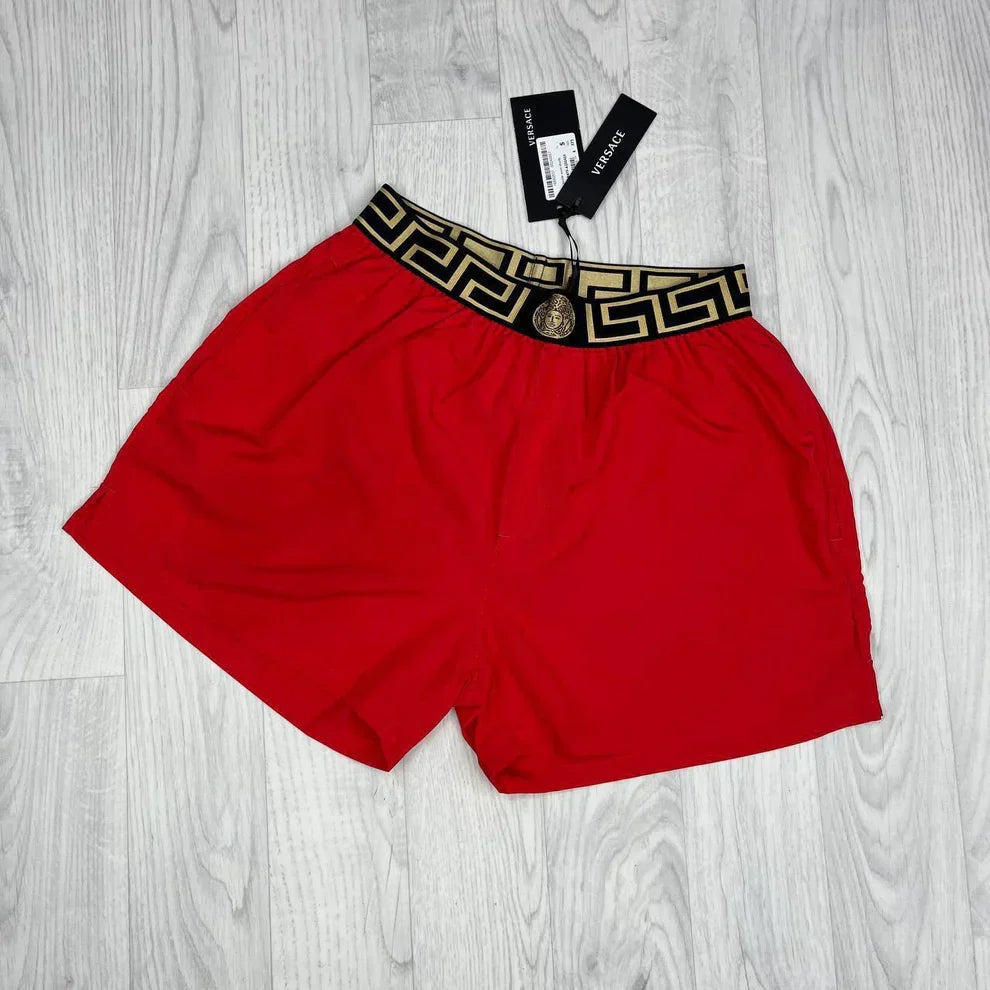 Versace Greca Border Swim Shorts Set Red Men's Reps Sale UK Best Quality AAA Replica