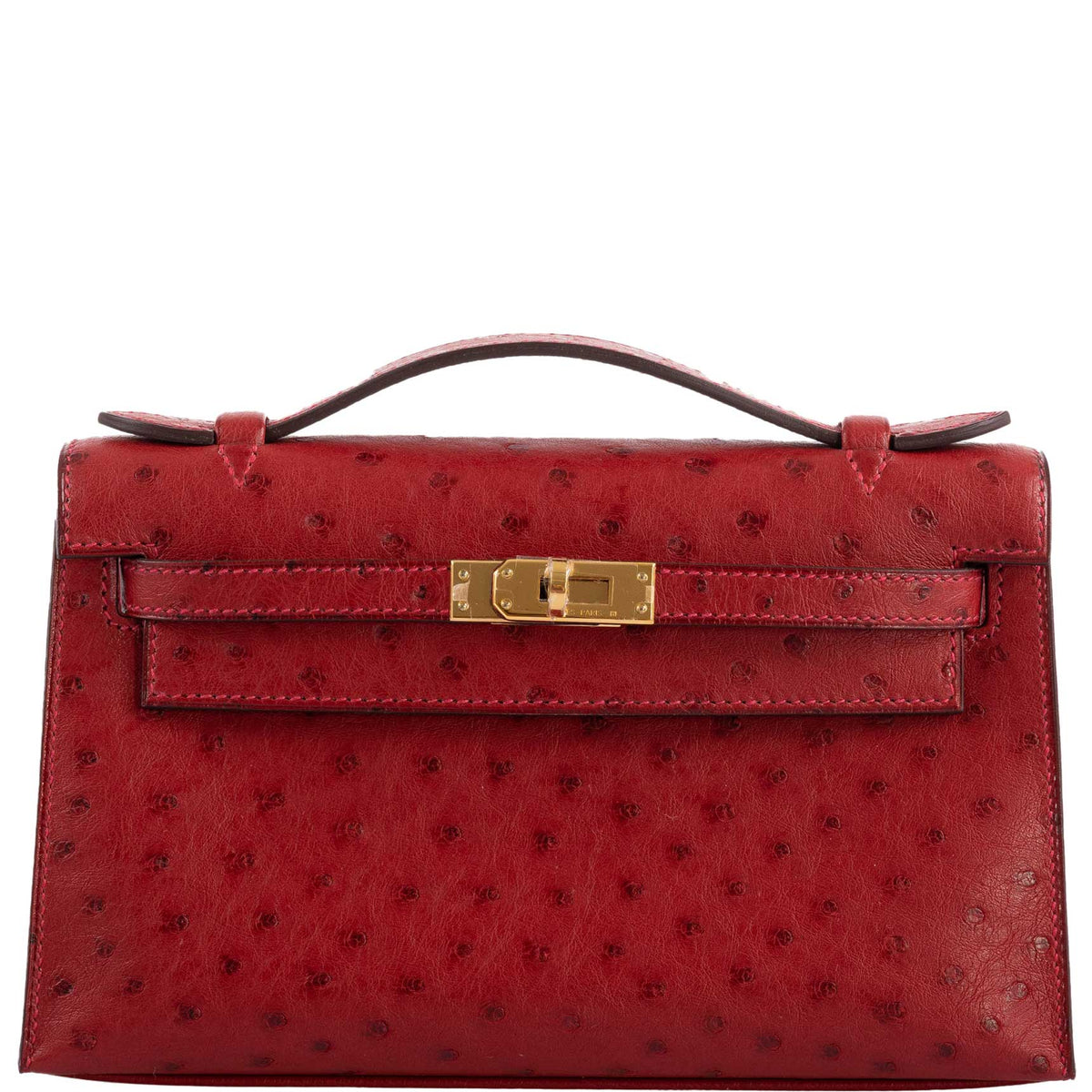 Hermes Kelly Mini Pochette Rouge Vif Gold Hardware - 2017 A Stamp Woman Hermes