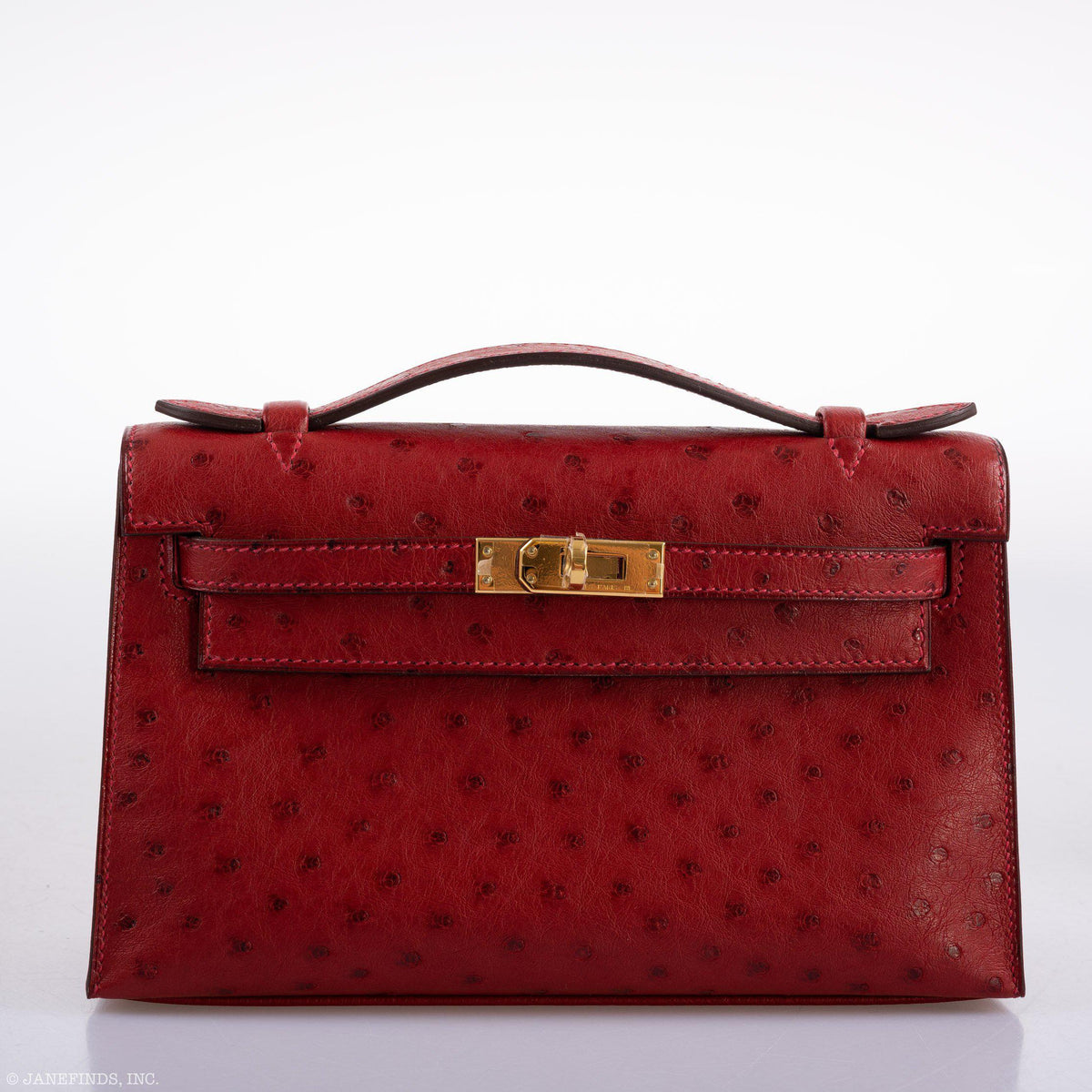 Hermes Kelly Mini Pochette Rouge Vif Gold Hardware - 2017 A Stamp Woman Hermes