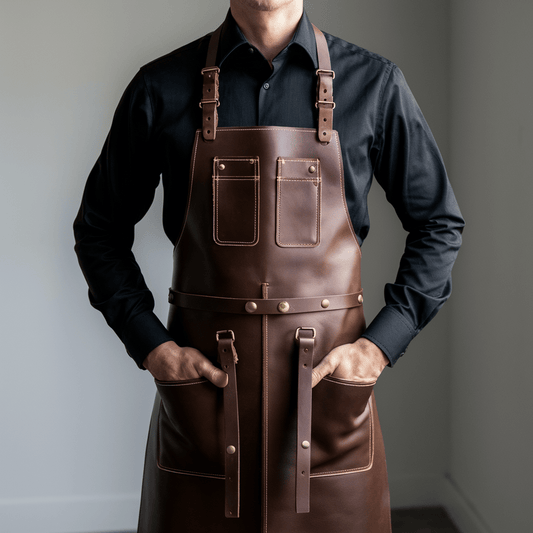 Legacy Forge Crazy Horse Leather Blacksmith Apron – Fire Resistant - Crowned Bag