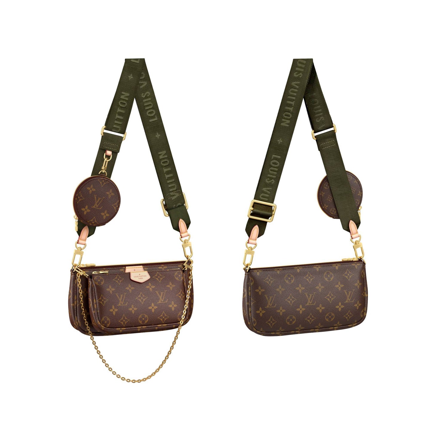 Louis Vuitton Multi Pochette Accessoires Monogram with Khaki Strap