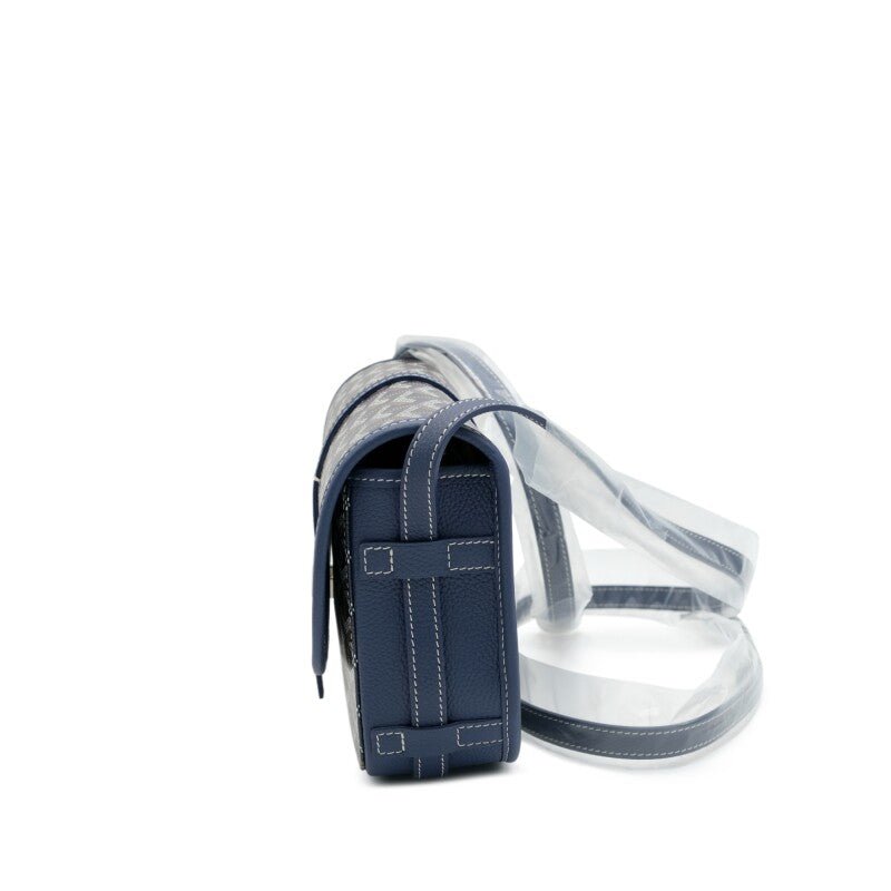 Navy Blue Goyardine Canvas and Decize Taurillon Belvedere PM Bag Silver Hardware - Crowned Bag