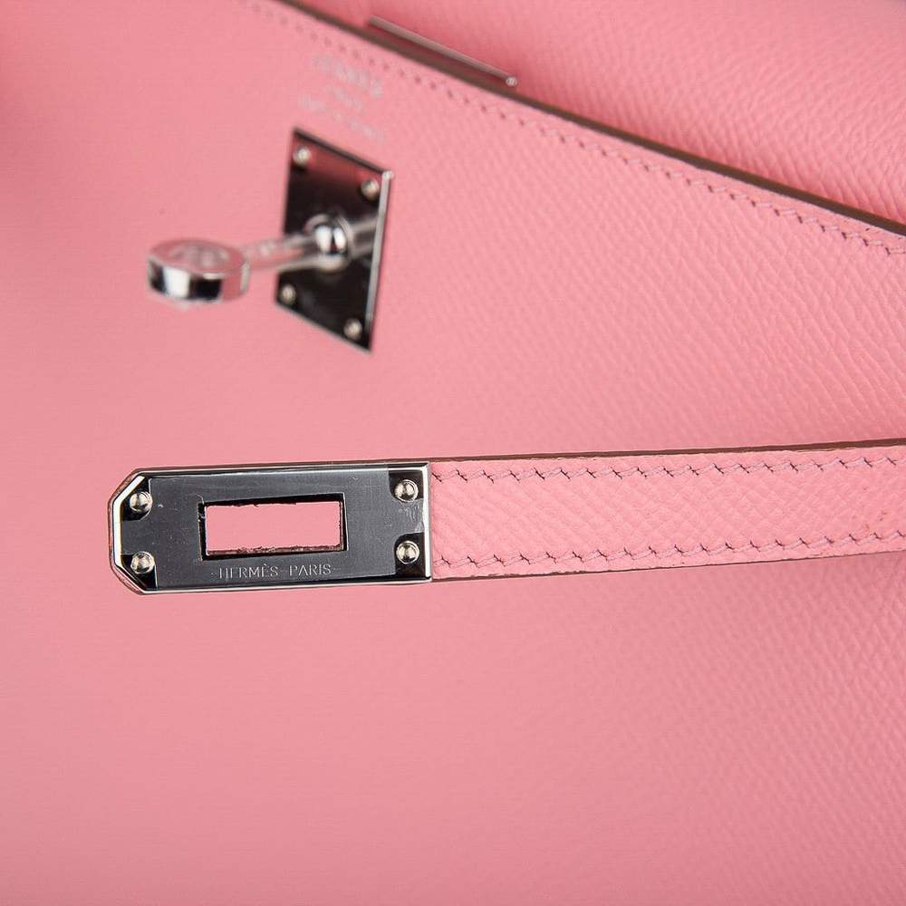 Hermès Kelly Sellier 25 Pink Rose Confetti Epsom PHW Bag Crowned Bag