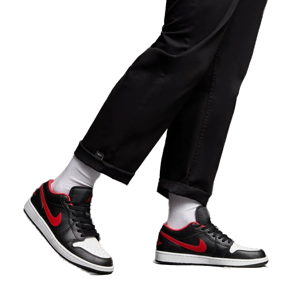 Nike Men's Air Jordan 1 Low Shoes - Black / Fire Red / White Nike