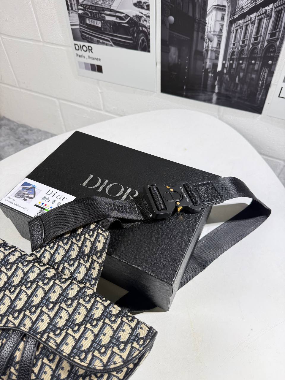 Dior Oblique Jacquard Beige & Black Men's Saddle Bag Reps Sale UK Best Quality AAA Replica
