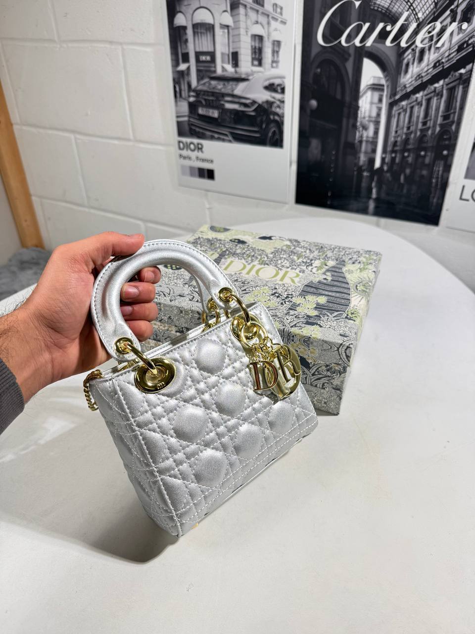 Dior Mini Metallic Lambskin Women's Hand Bags in 2 Colors Reps Sale UK Best Quality AAA Replica