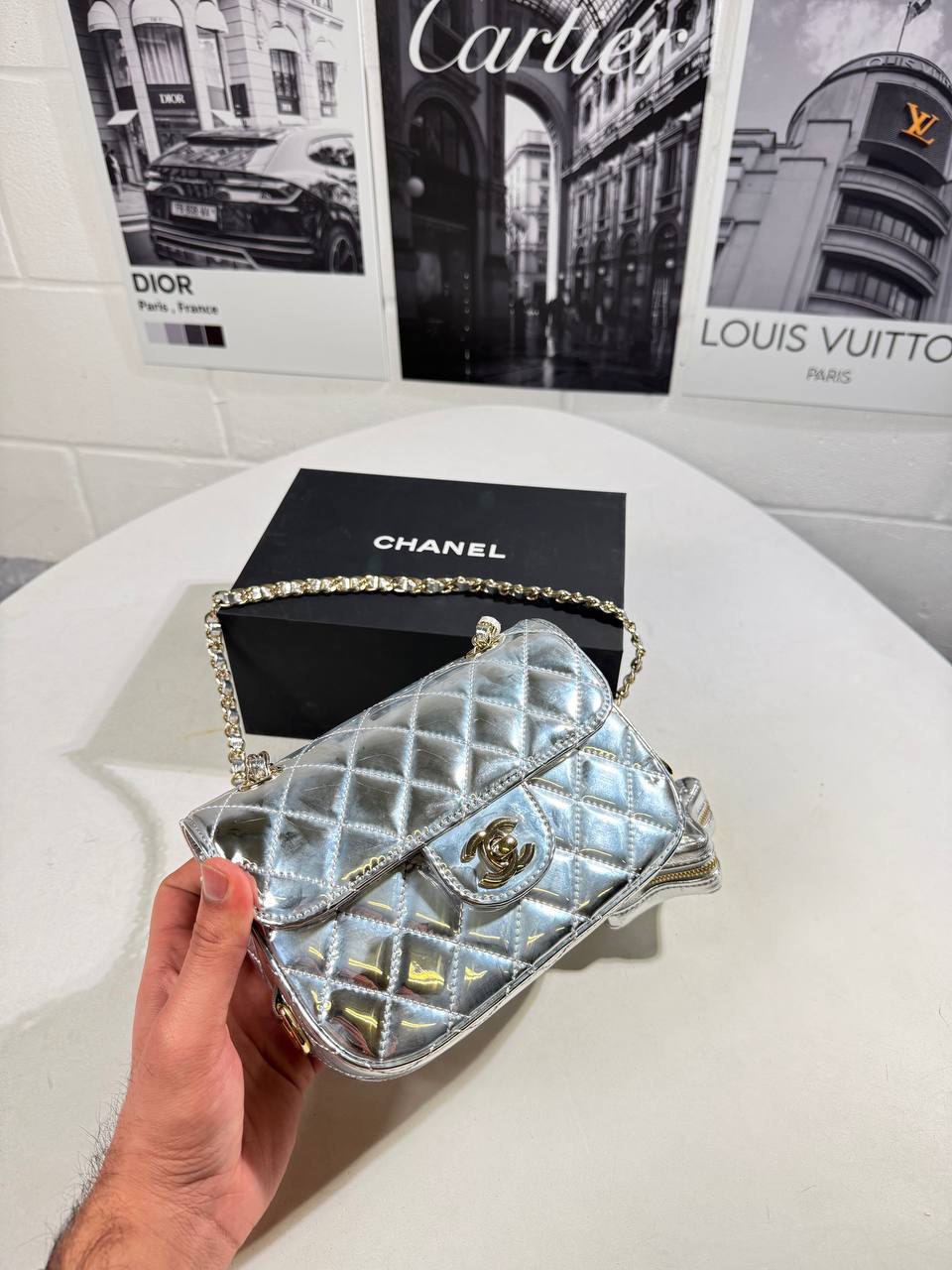 Chanel Mirror Calfskin Metallic Calfskin Quilted Women's Hand Bag Reps Sale UK Best Quality AAA Replica
