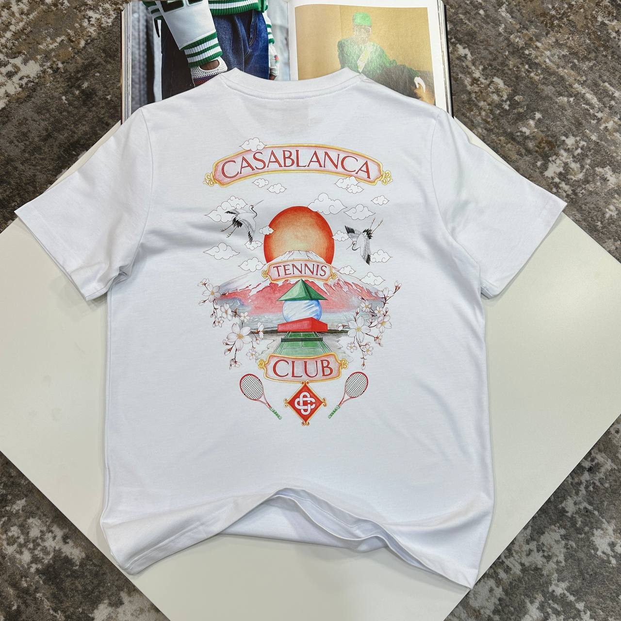 Casablanca Cotton Tennis Club Print T-Shirt Men's Women's T-Shirts in 2 Colors Reps Sale UK Best Quality AAA Replica