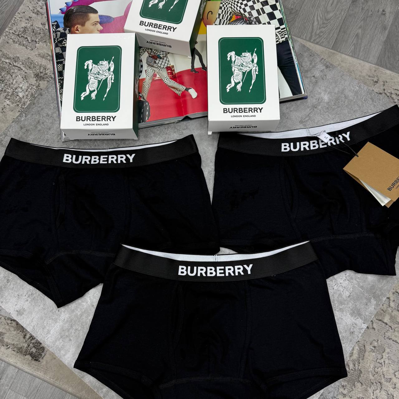 Burberry Logo-Print Boxer Shorts Pack of 3 in Black Men's Reps Sale UK Best Quality AAA Replica