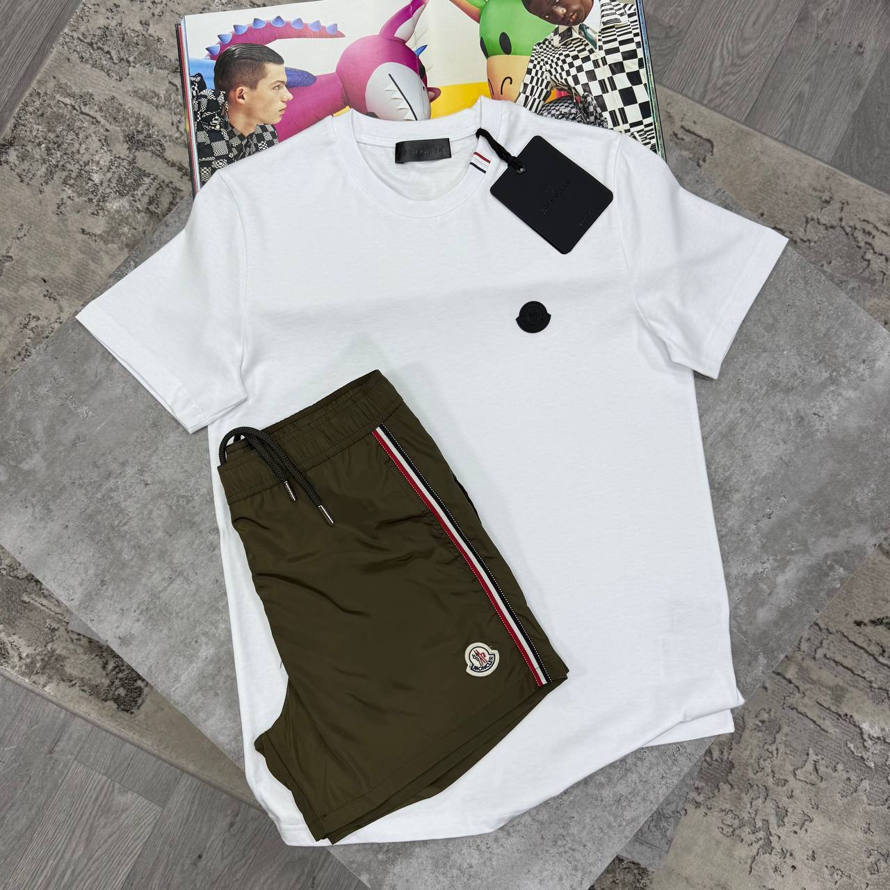 Moncler Black Badge Logo Men's T-Shirts & Shorts Set in Different Colors Reps UK Best Quality Sale AAA Replica