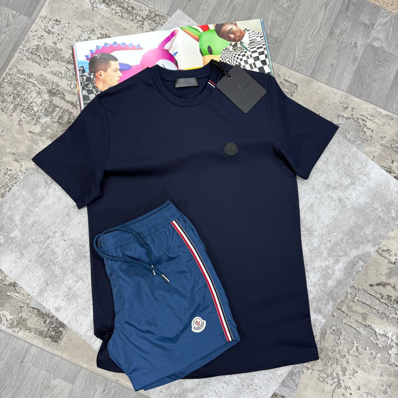 Moncler Black Badge Logo Men's T-Shirts & Shorts Set in Different Colors Reps UK Best Quality Sale AAA Replica