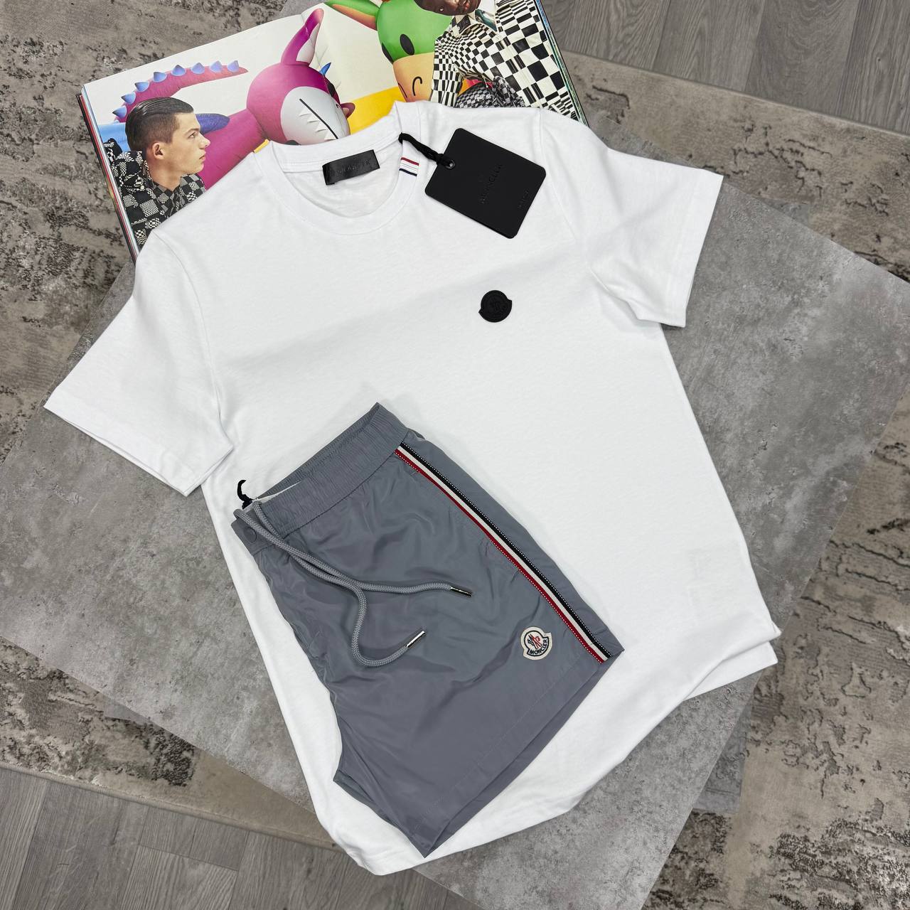 Moncler Black Badge Logo Men's T-Shirts & Shorts Set in Different Colors Reps UK Best Quality Sale AAA Replica