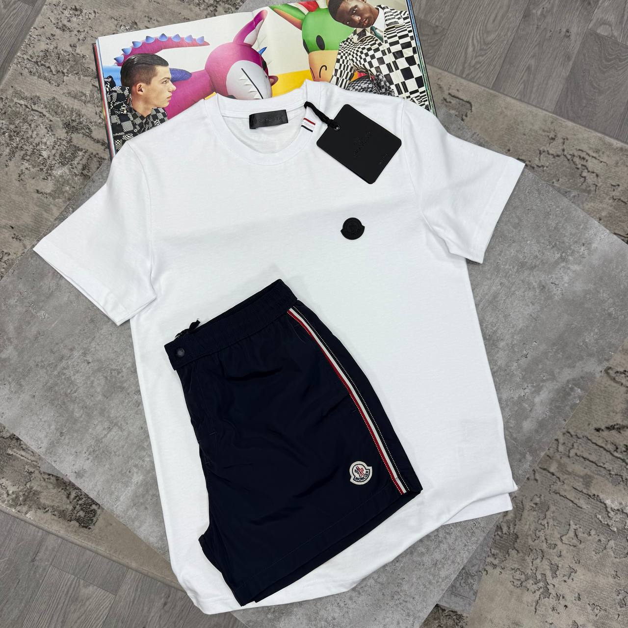 Moncler Black Badge Logo Men's T-Shirts & Shorts Set in Different Colors Reps UK Best Quality Sale AAA Replica