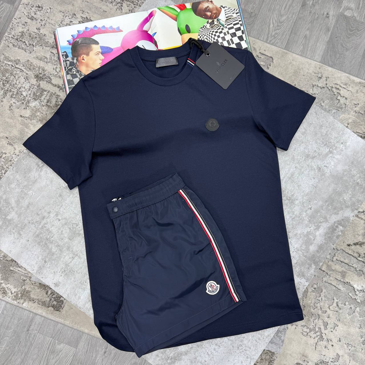 Moncler Black Badge Logo Men's T-Shirts & Shorts Set in Different Colors Reps UK Best Quality Sale AAA Replica