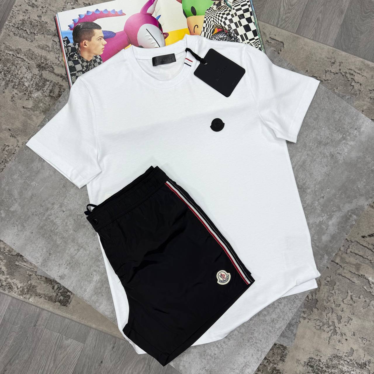 Moncler Black Badge Logo Men's T-Shirts & Shorts Set in Different Colors Reps UK Best Quality Sale AAA Replica