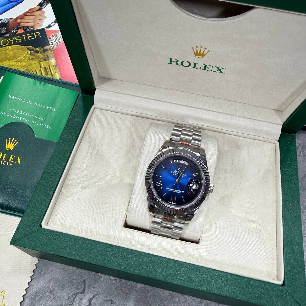 Rolex Day-Date 40 Wrist Watch Men's Reference 228239 Blue Ombré Roman Dial Reps UK Best Quality AAA Replica