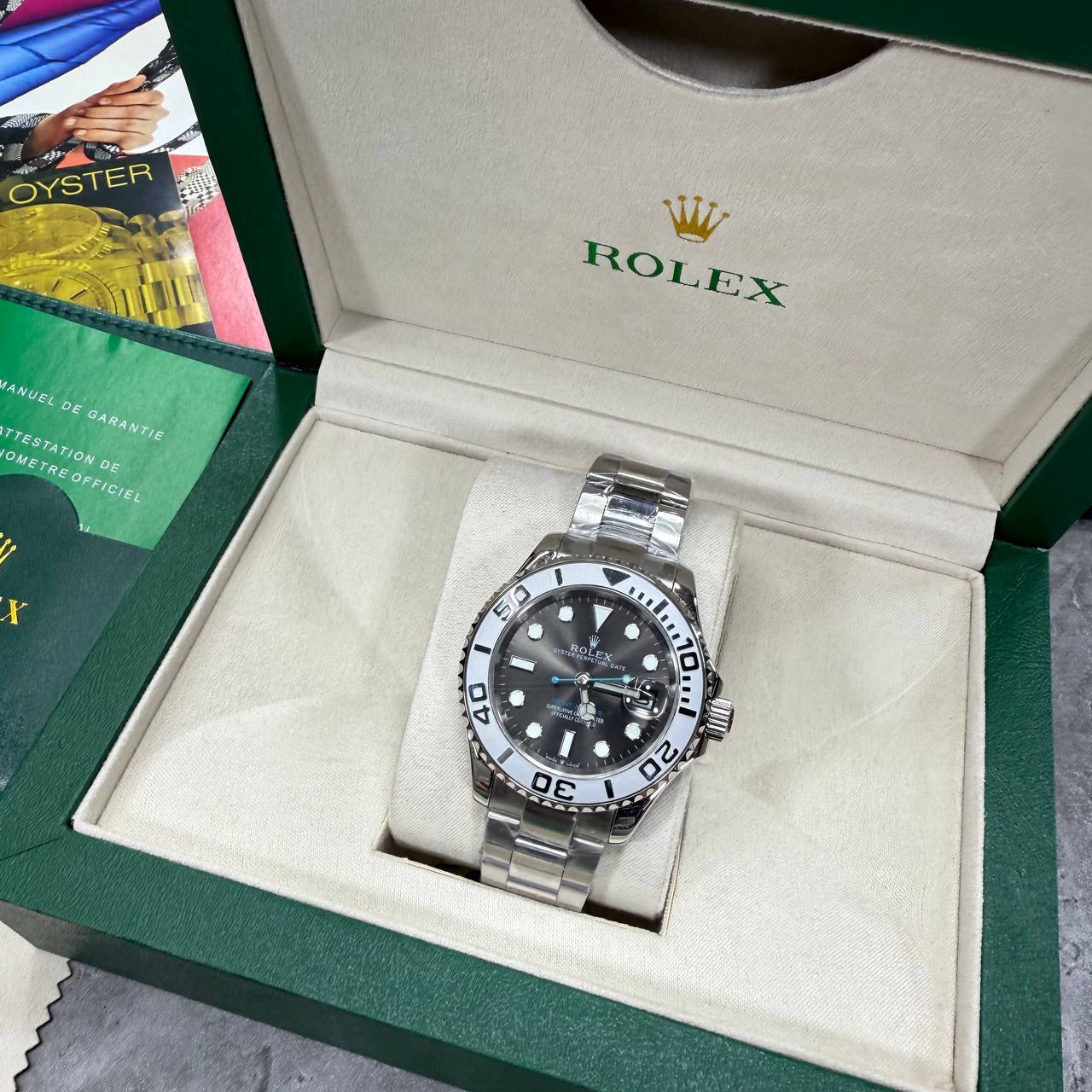 Rolex Yacht-Master Watch Men's Reference 126622 Platinum Bezel & Dark Rhodium Dial Reps UK Best Quality AAA Replica