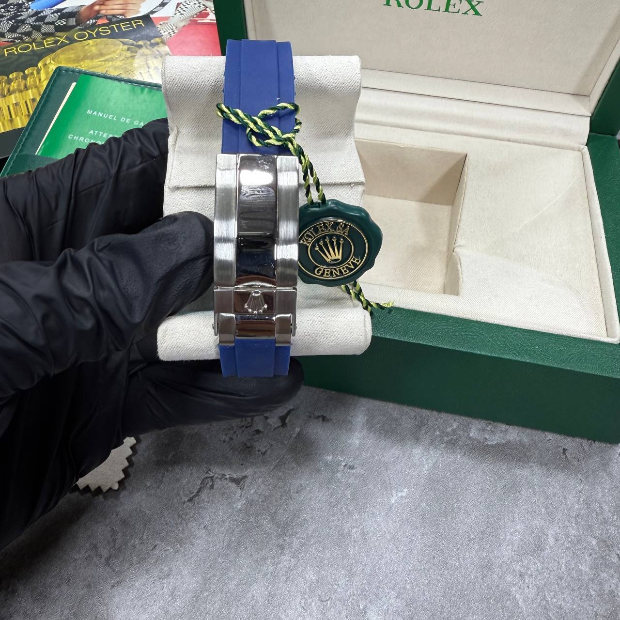 Rolex Yacht-Master Watch Men's Blue Dial & Blue Rubber Strap Reps UK Best Quality AAA Replica