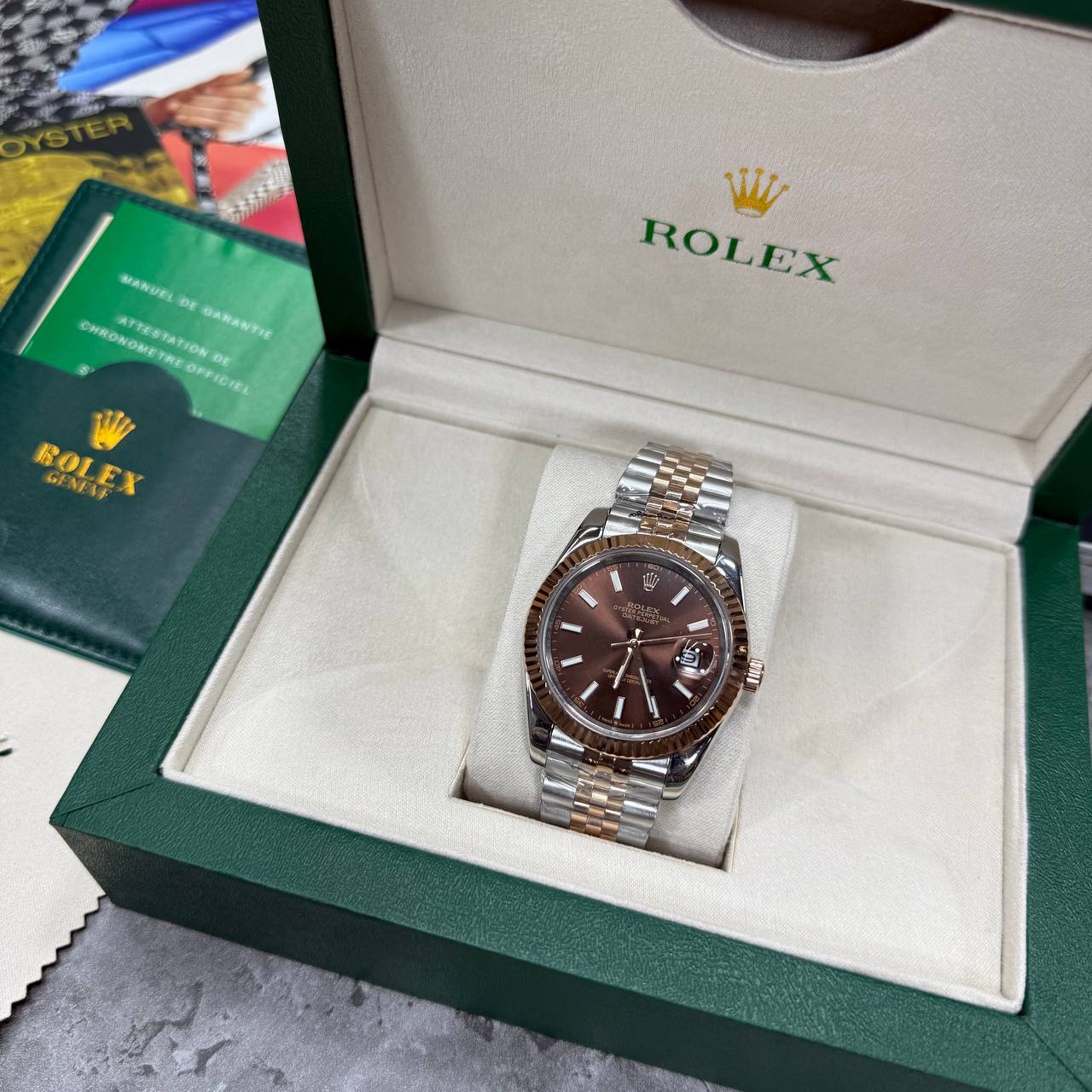 Rolex Datejust 41 Watch Men's Reference 126331 Chocolate Dial Two-Tone Oystersteel Rose Gold Jubilee Bracelet Fluted Bezel Reps UK Best Quality AAA Replica