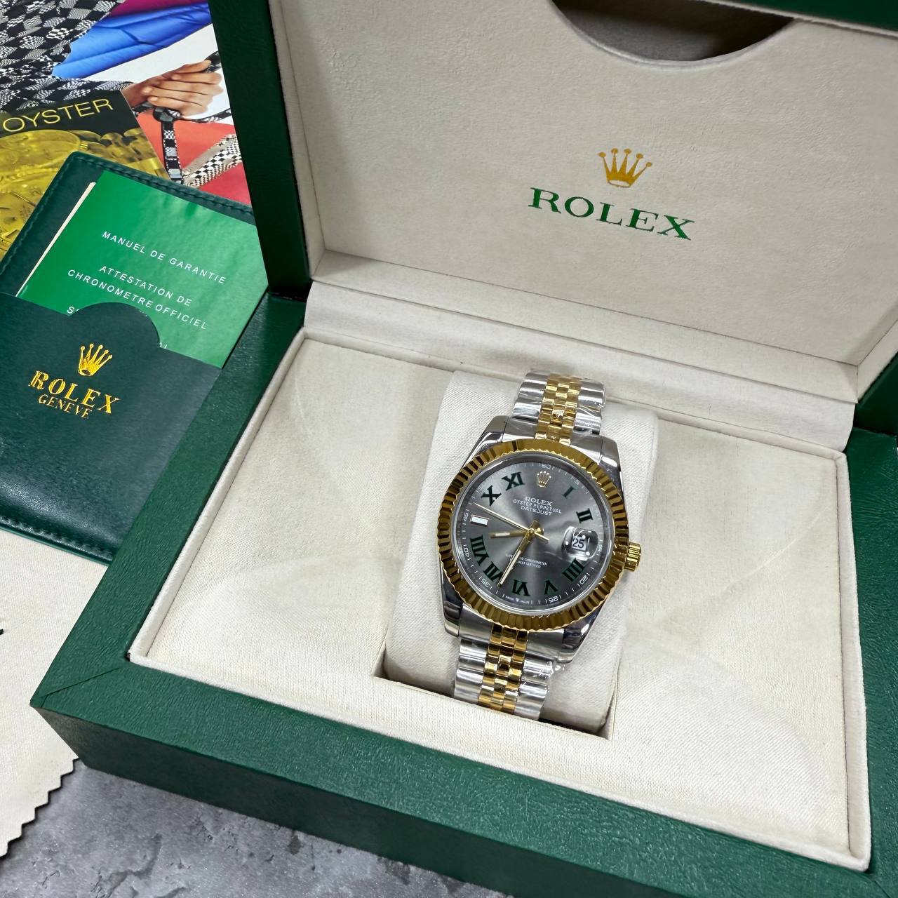 Rolex Datejust 41 Watch Men's Slate Grey "Wimbledon" Dial Two-Tone Yellow Gold Jubilee Bracelet Reps UK Best Quality AAA Replica