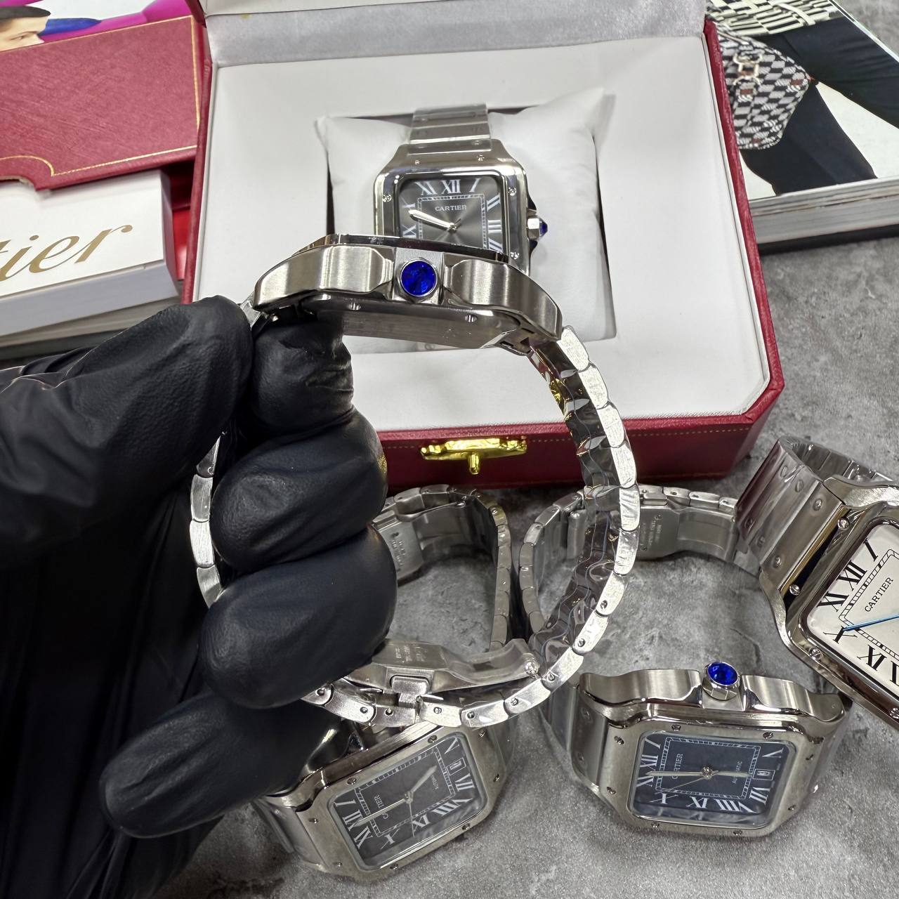 Cartier Santos de Cartier Men's Watch Blue Dial with 39.8mm Stainless Steel Case & Bracelet Reps UK Best Quality AAA Replica