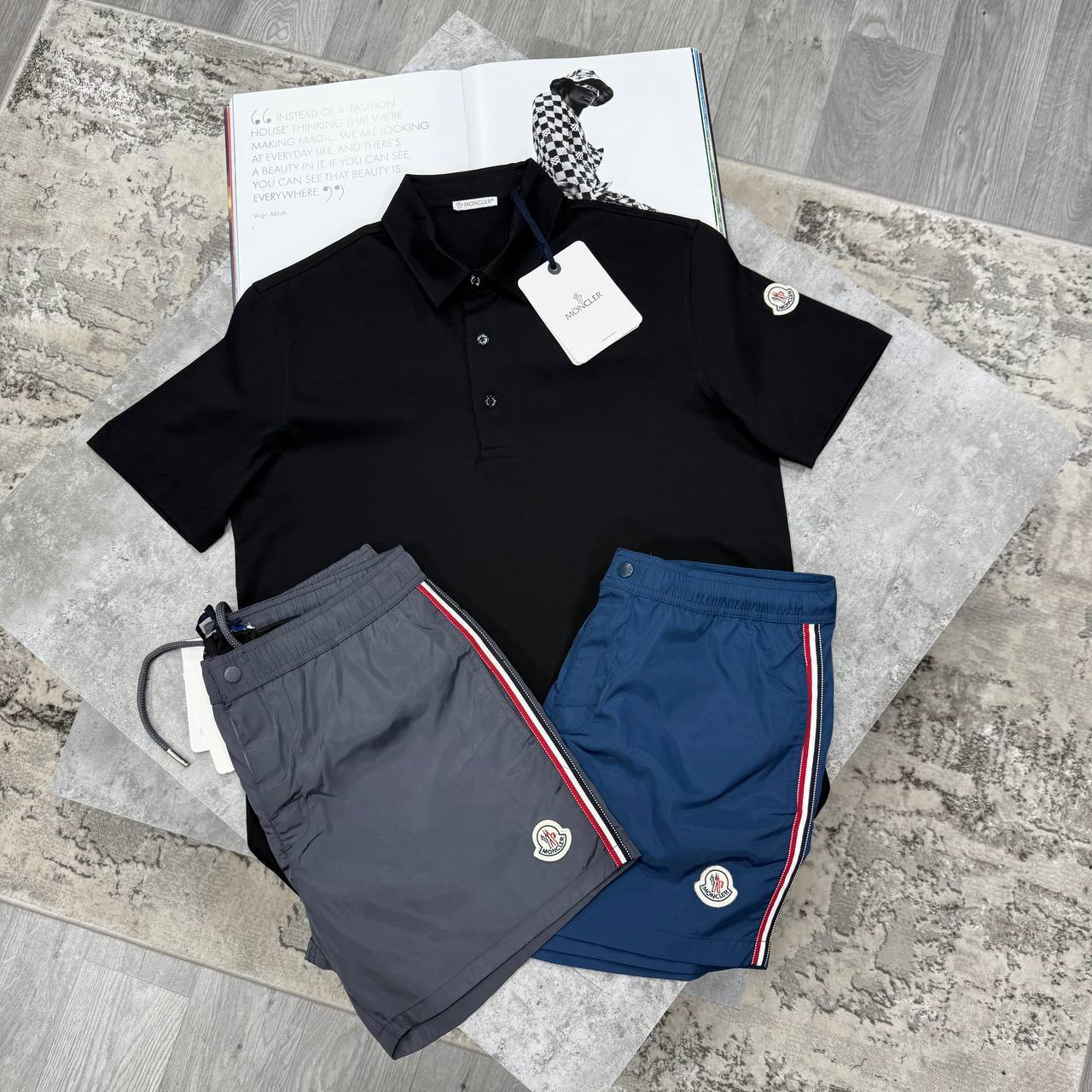 Moncler Logo Patch Cotton Pique Polo Shirts & Shorts Set Men's in Different Colors Reps UK Sale Best Quality AAA Replica
