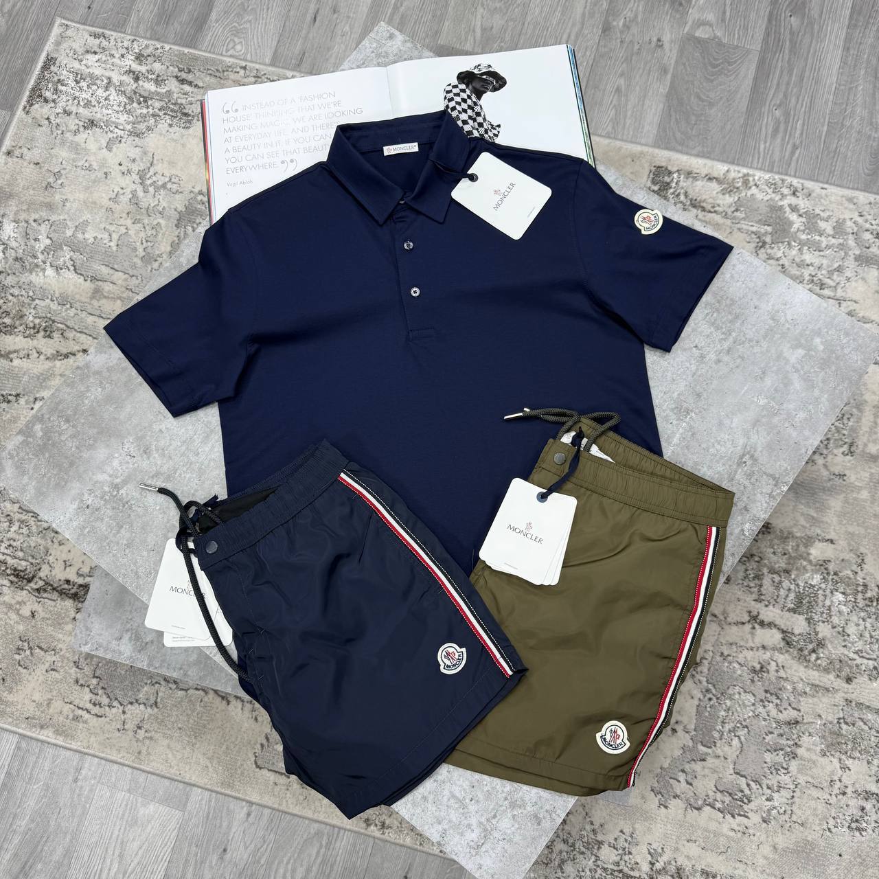 Moncler Logo Patch Cotton Pique Polo Shirts & Shorts Set Men's in Different Colors Reps UK Sale Best Quality AAA Replica