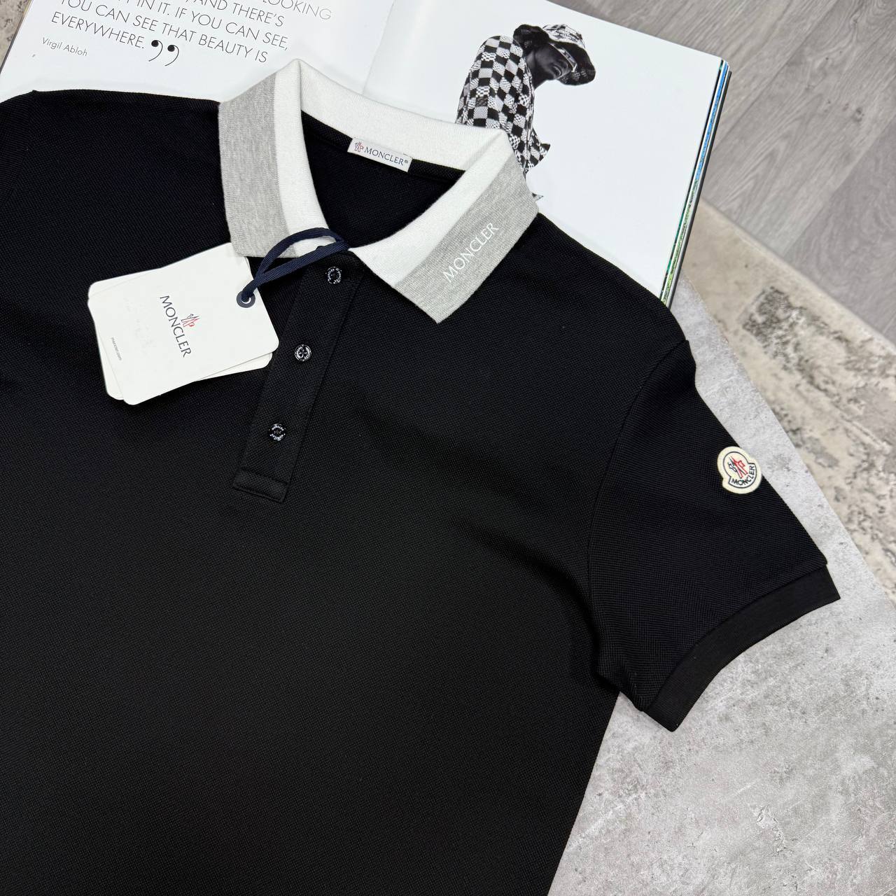 Moncler Logo Patch Cotton Pique Polo Shirts Men's in 2 Colors Reps UK Sale Best Quality AAA Replica