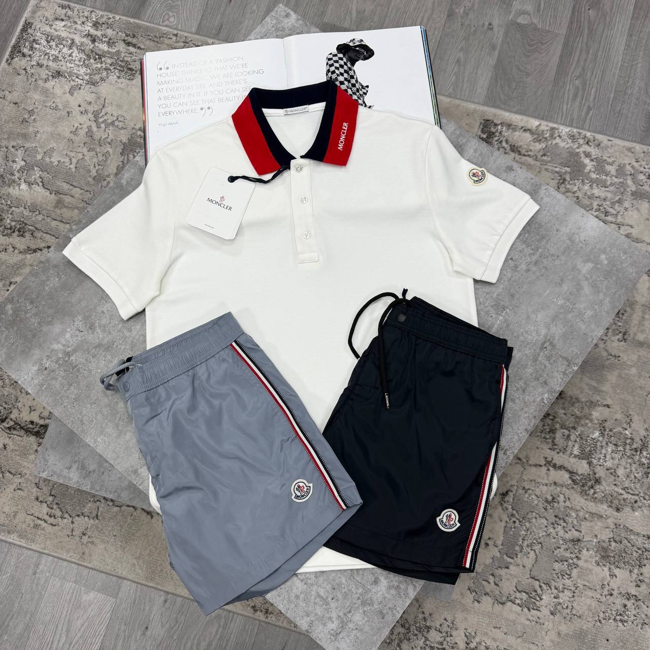 Moncler Collar Embroidered Logo Polo Shirts & Shorts Set Men's in Different Colors Reps UK Sale Best Quality AAA Replica
