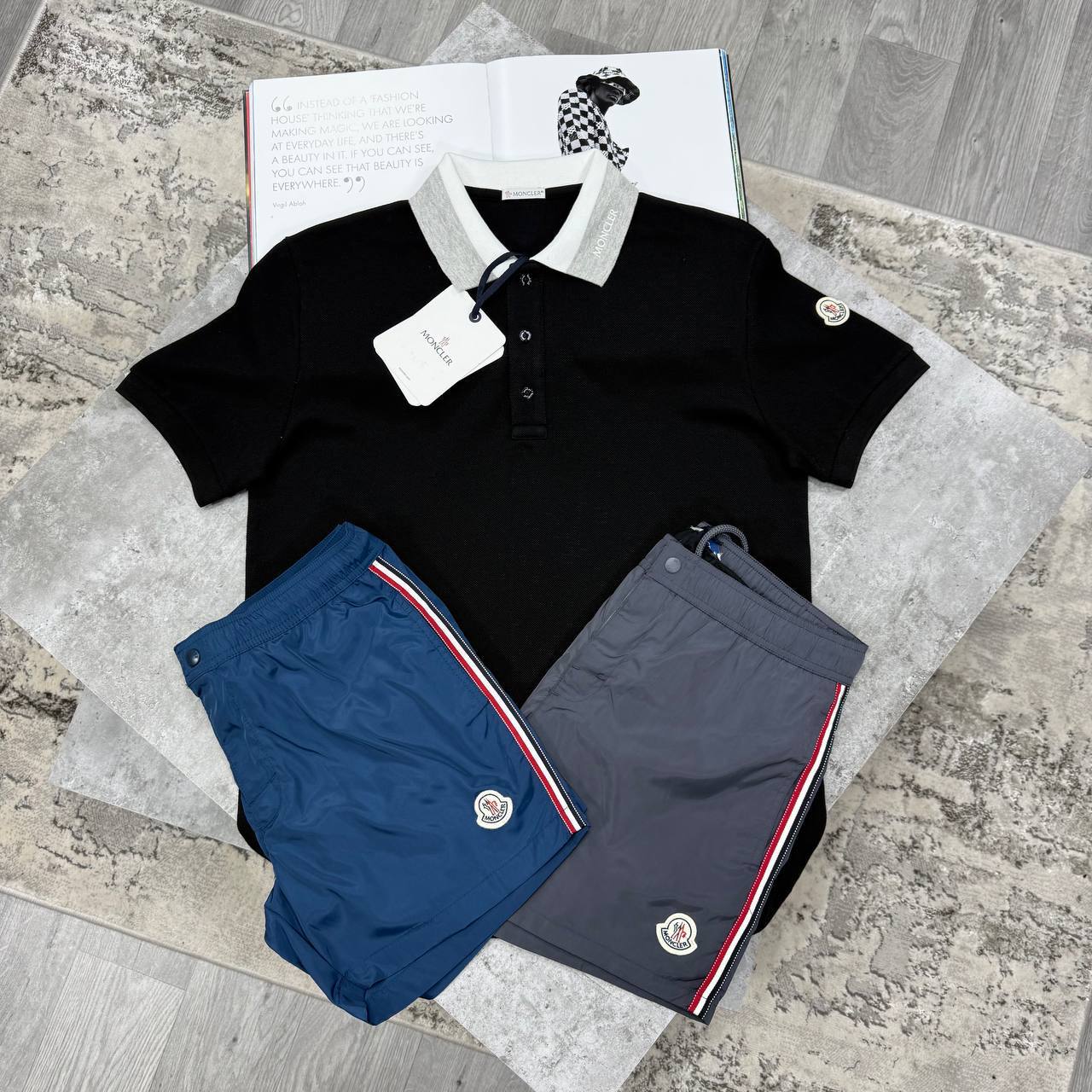 Moncler Collar Embroidered Logo Polo Shirts & Shorts Set Men's in Different Colors Reps UK Sale Best Quality AAA Replica