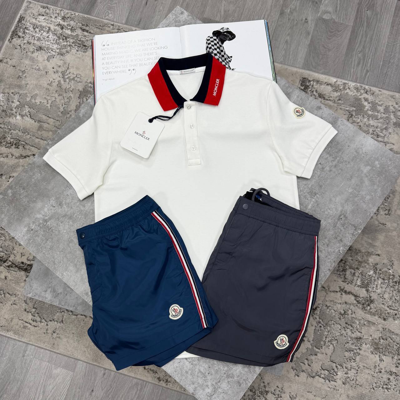 Moncler Collar Embroidered Logo Polo Shirts & Shorts Set Men's in Different Colors Reps UK Sale Best Quality AAA Replica