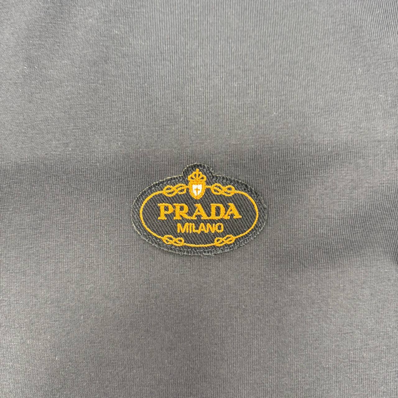 Prada Logo Embroidered T-Shirts Men's Women's in 2 Colors Reps UK Best Quality AAA Replica