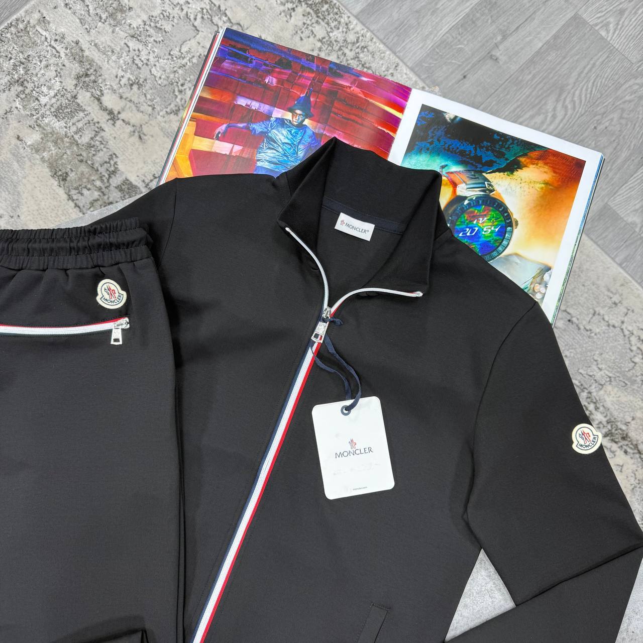 Moncler Logo Tricolour-Trim Tracksuit Men's in 2 Colors Reps Sale UK Best Quality AAA Replica