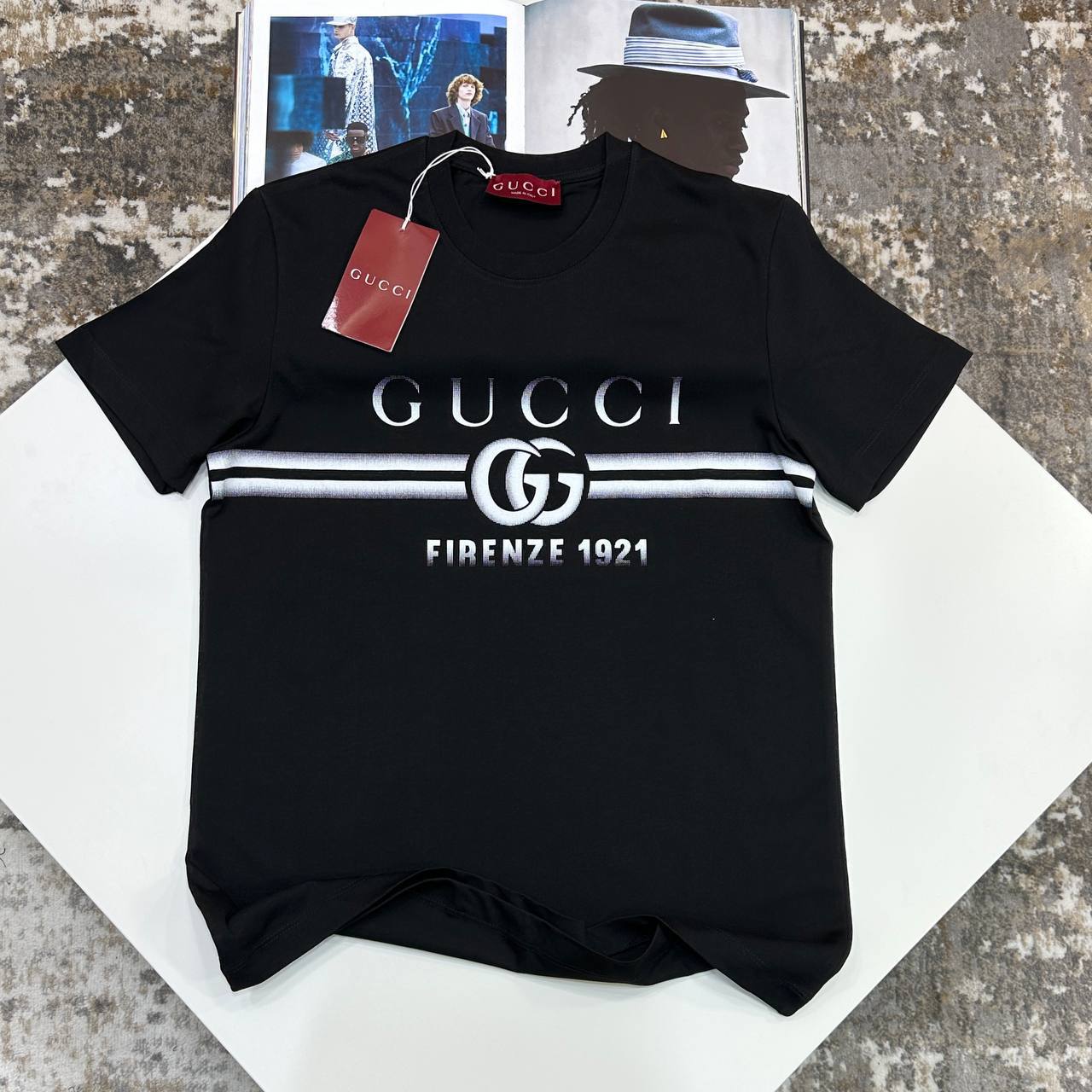 Gucci GG Firenze 1921 Men's Women's T-Shirts in 2 Colors Reps Sale UK Best Quality Sale AAA Replica