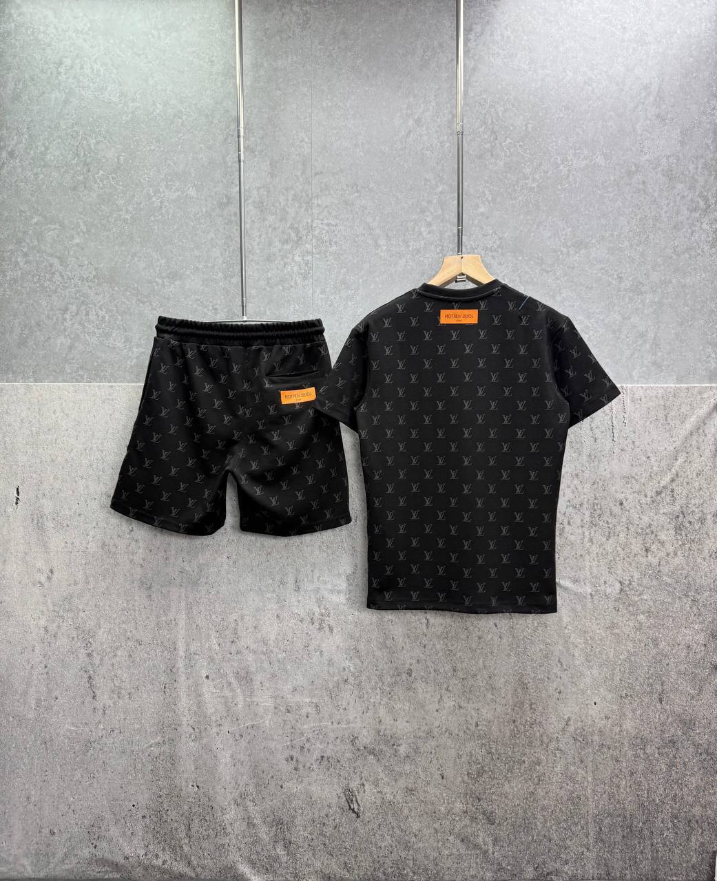 Louis Vuitton Monogram Embellished Men's T-Shirts & Shorts Set in 2 Colors Reps UK Best Quality Sale AAA Replica