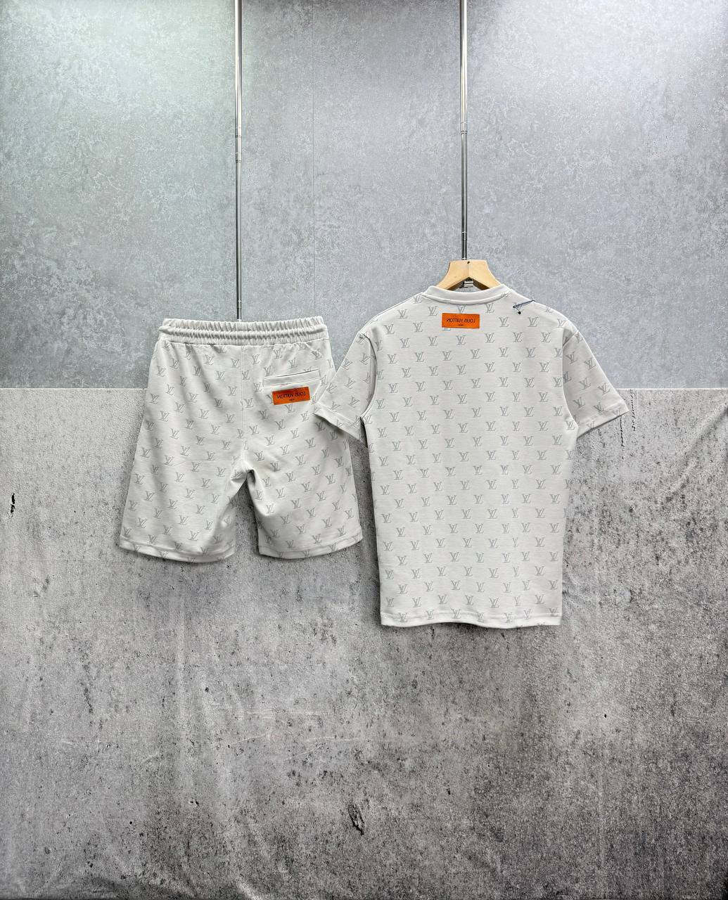 Louis Vuitton Monogram Embellished Men's T-Shirts & Shorts Set in 2 Colors Reps UK Best Quality Sale AAA Replica