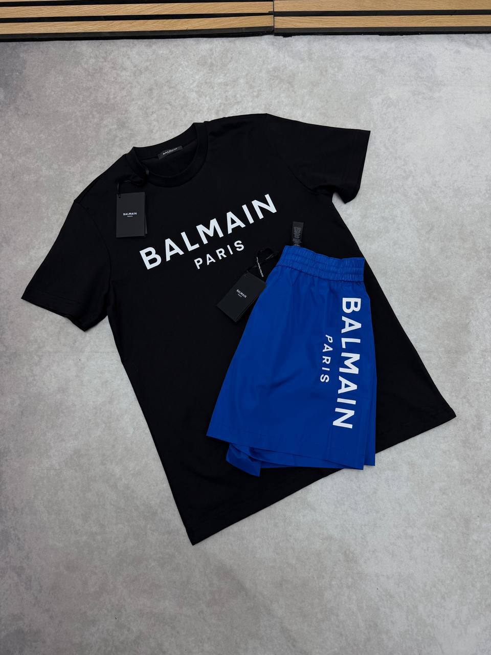 Balmain Paris Classic Logo Print Men's T-Shirts & Shorts Set in Different Colors Reps UK Best Quality Sale AAA Replica