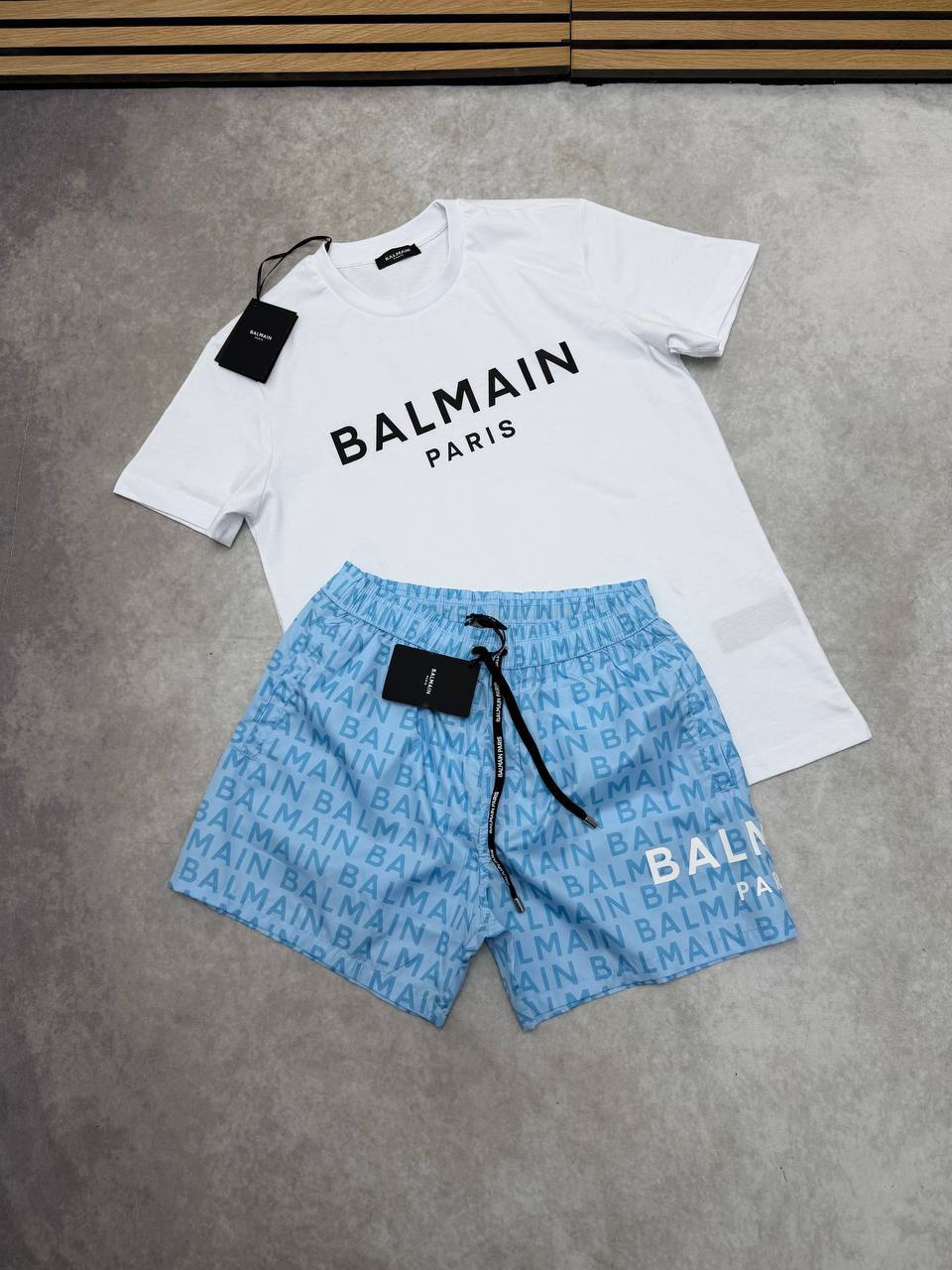 Balmain Paris Logo Print Men's T-Shirts & Shorts Set in Different Colors Reps UK Best Quality Sale AAA Replica