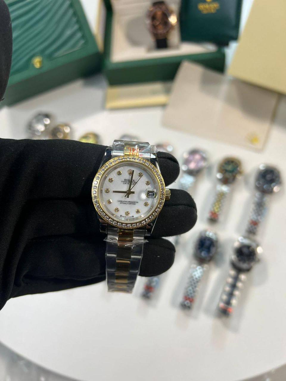 Rolex Lady-Datejust White Diamond Dial & Bezel Two Tone Bracelet Women's Watch Reps Sale UK Best Quality AAA Replica