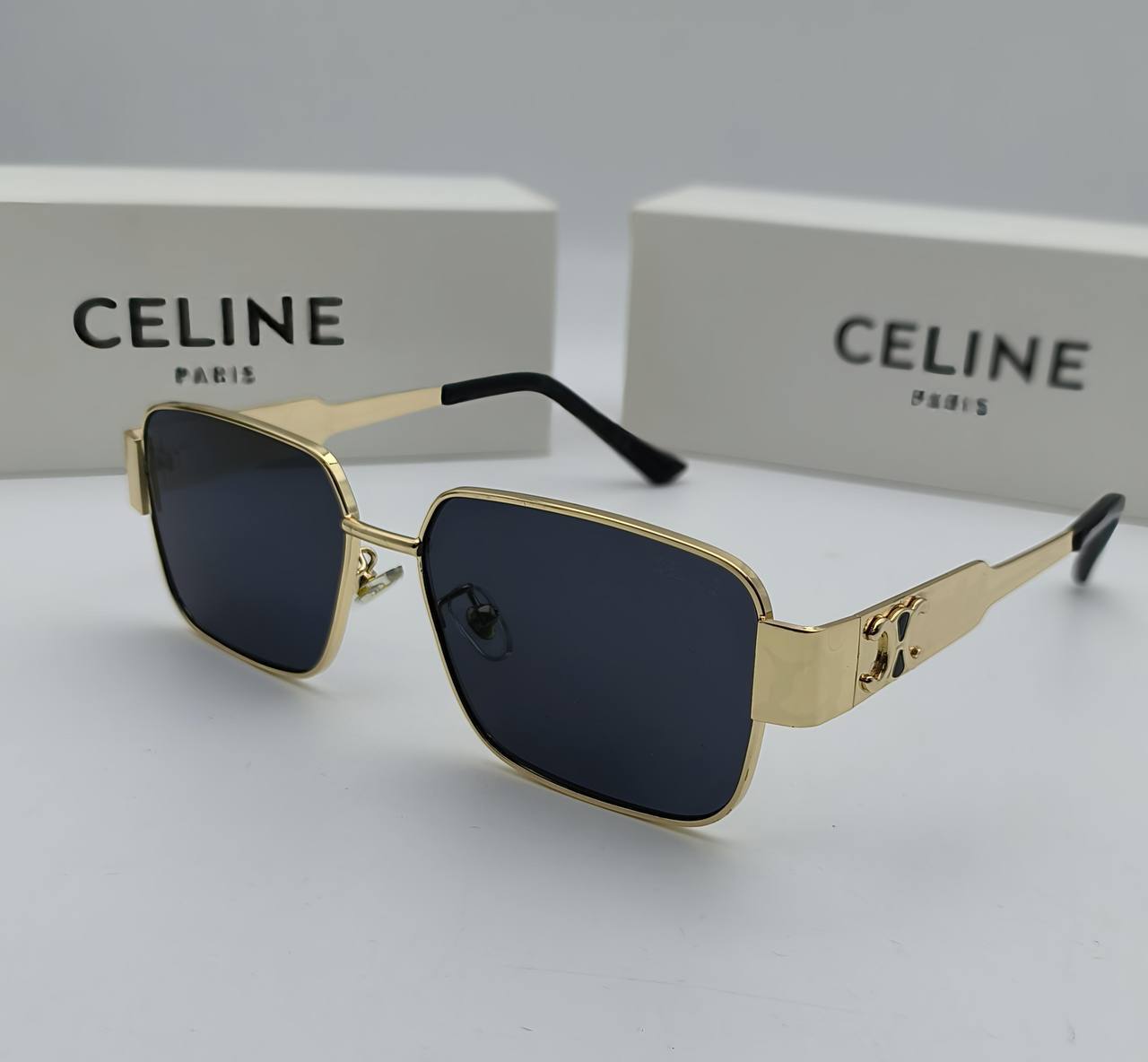 Celine Triomphe 01 Rectangular Women's Men's Sunglasses Golden Frame Reps UK Best Quality Sale AAA Replica
