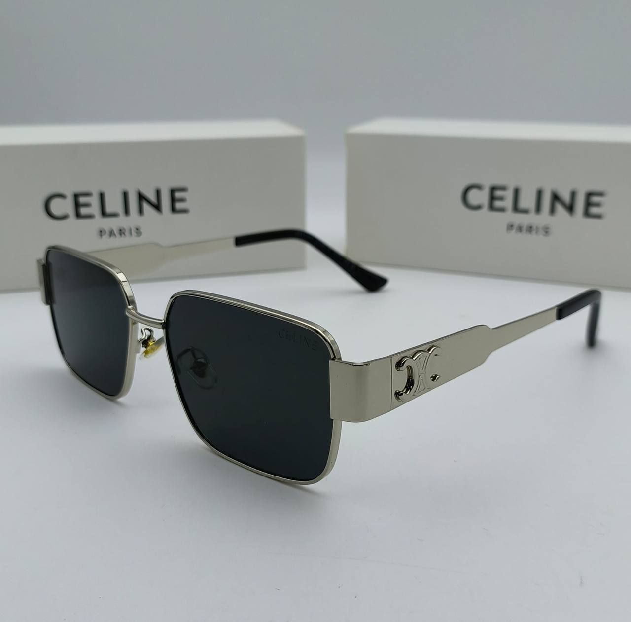 Celine Triomphe 01 Rectangular Women's Men's Sunglasses Silver Frame Reps UK Best Quality Sale AAA Replica
