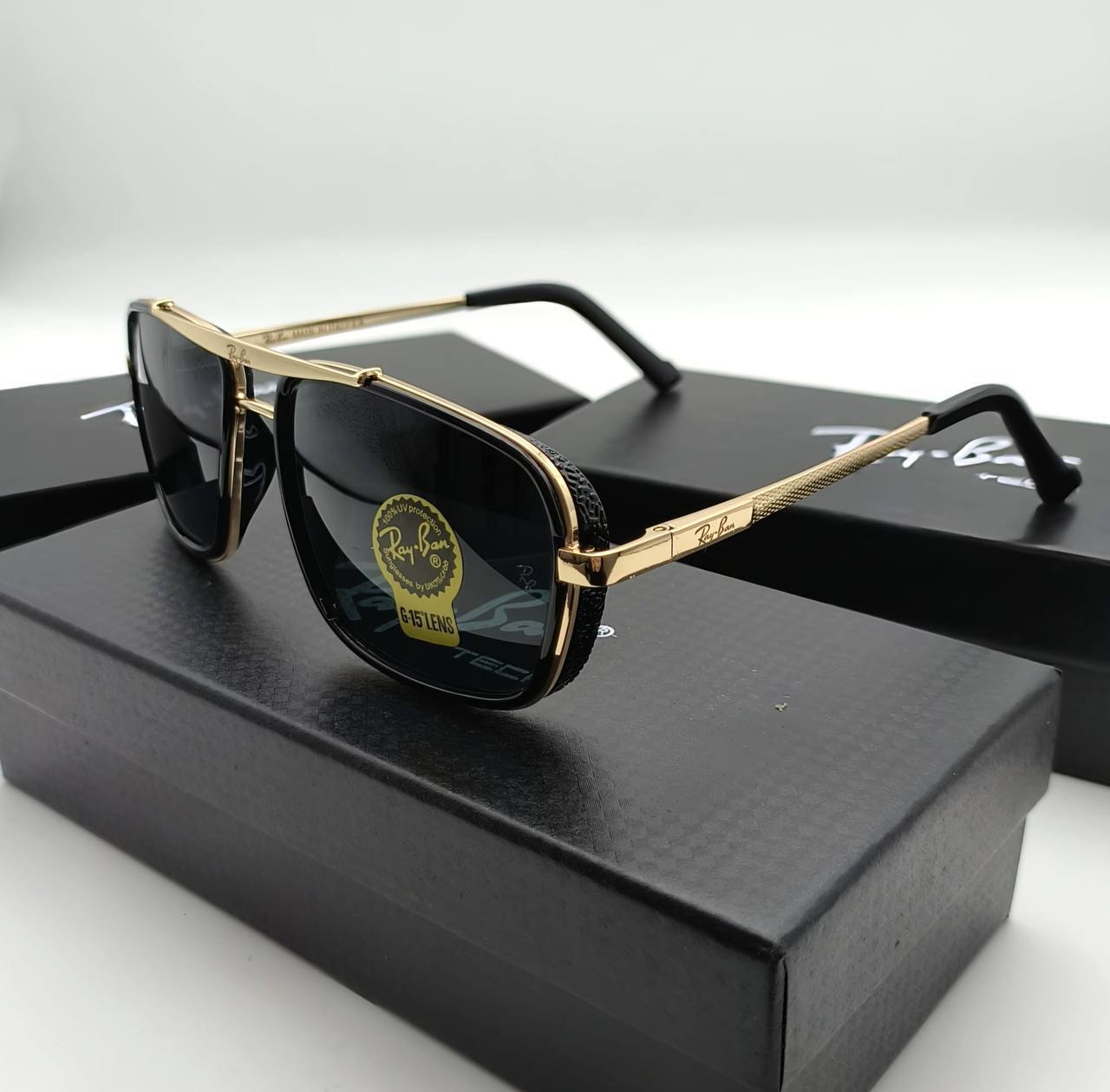 Ray Ban RB4413 Square Double-Bridge Golden Sunglasses Men's Women's Reps Sale UK Best Quality Sale AAA Replica