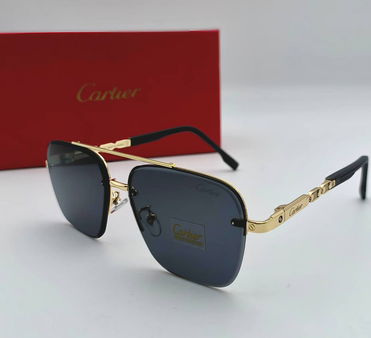 Cartier Gold-Frame Rectangle Rimless Sunglasses Men's Women's Reps Sale UK Best Quality Sale AAA Replica