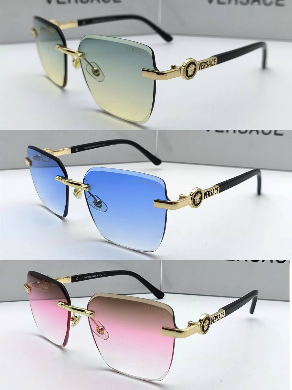 Versace Rimless Rectangle Sunglasses in Different Colors Men's Women's Reps Sale UK Best Quality Sale AAA Replica