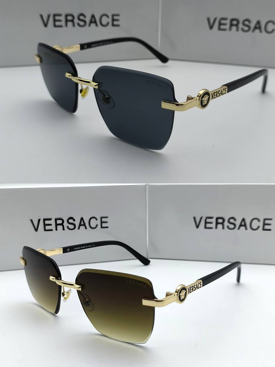 Versace Rimless Medusa Rectangle Sunglasses in 2 Colors Men's Women's Reps Sale UK Best Quality Sale AAA Replica