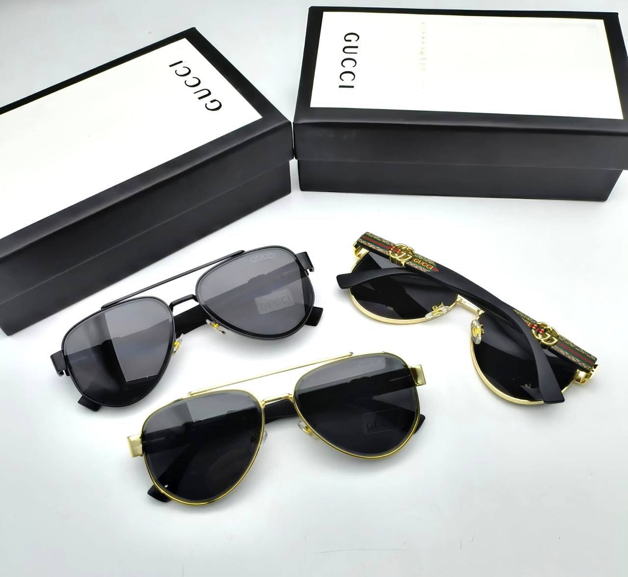 Gucci Web Stripe Pilot Sunglasses in 2 Colors Men's Women's Reps Sale UK Best Quality AAA Replica