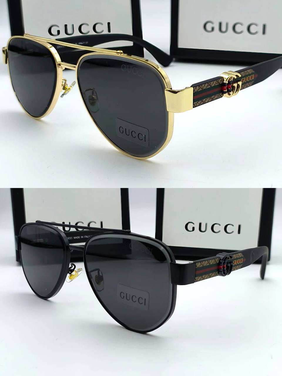 Gucci Web Stripe Pilot Sunglasses in 2 Colors Men's Women's Reps Sale UK Best Quality AAA Replica