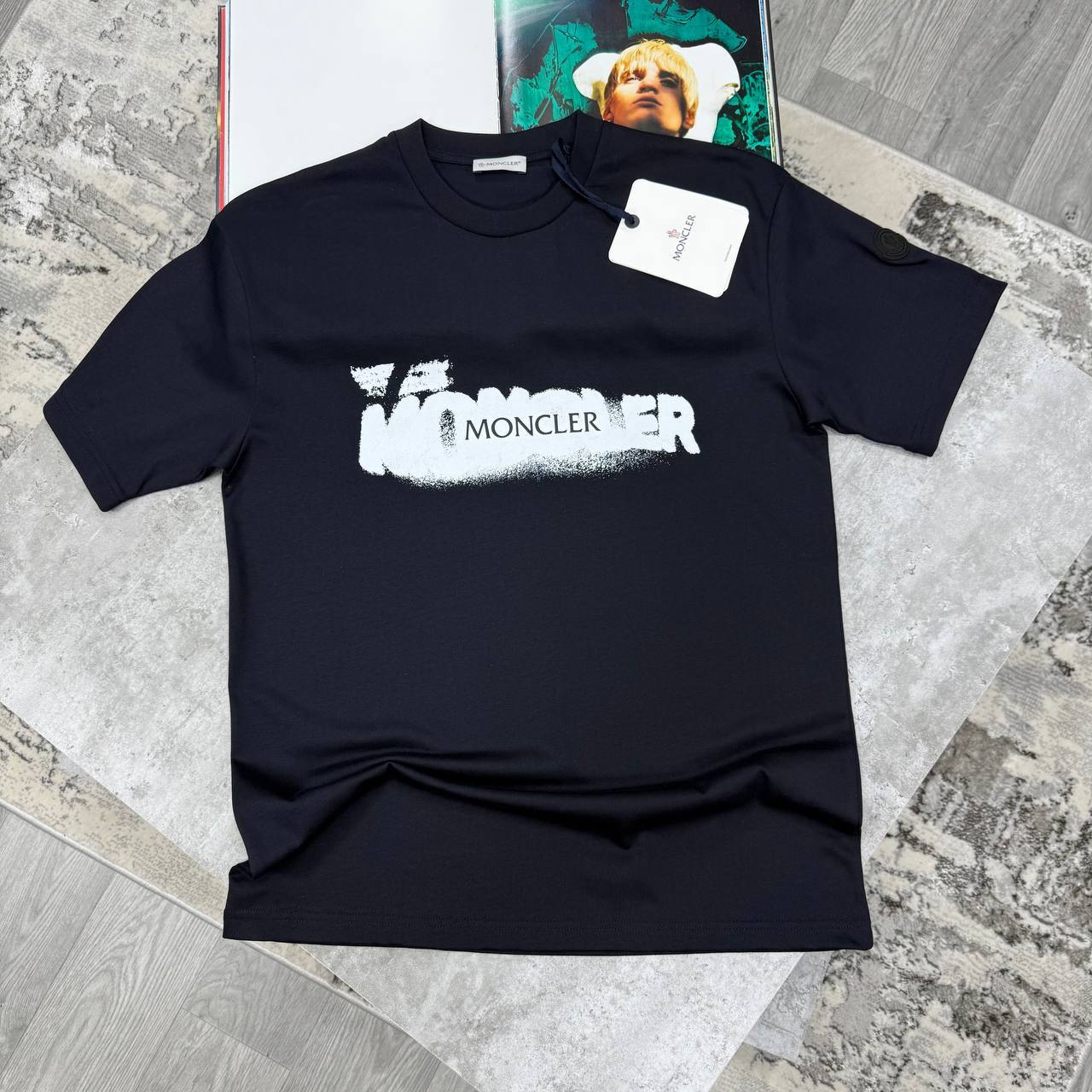 Moncler Spray Print Logo Men's Women's T-Shirts in 2 Colors Reps UK Best Quality AAA Replica